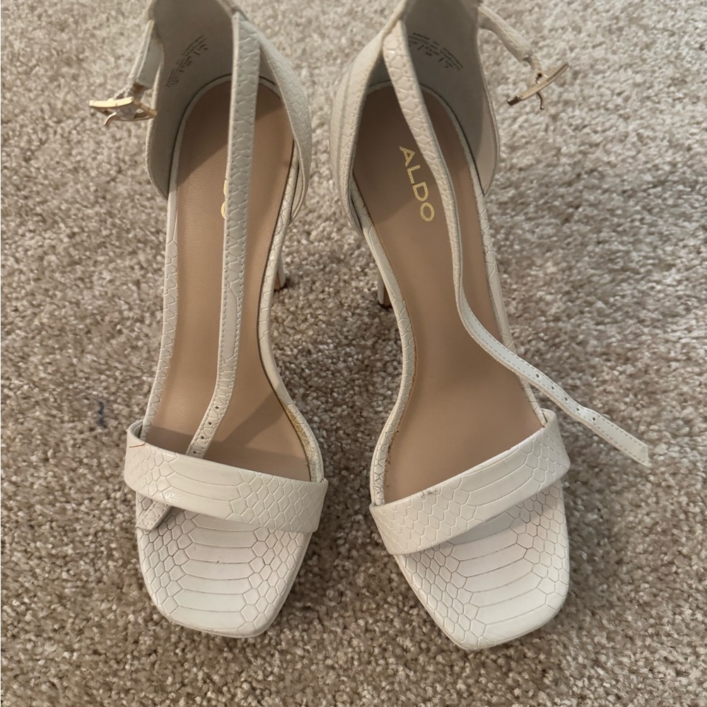 ALDO Cream Textured Strappy Heels